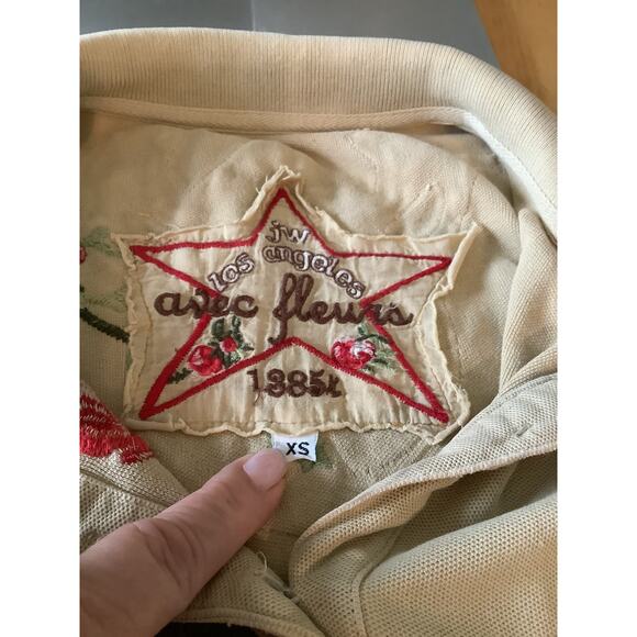 JOHNNY WAS HEAVILY EMBROIDERED VINTAGE LOOK BUTTON FRONT POLO SHIRT XS - Picture 6 of 10